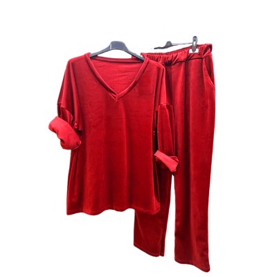 Βελούδινο Μονόχρωμο Σετ με V